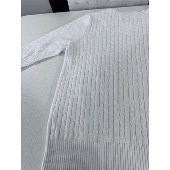 White Cable Knit Sweater, No Brand Tag, Size XL, Washed & Air Dried,Quiet Luxury - Picture 11 of 11